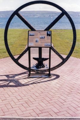 Flywheel and anvil
The Comet flywheel and Henry Bell's anvil resited on Helensburgh's East Bay, close to the original jetty, as part of the Helensburgh bicentenary celebrations. It was formerly in Hermitage Park. Photo by Donald Fullarton.
