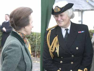 First Lady Commodore
Carolyn Stait, the first lady to serve as Commodore Clyde at the Clyde Naval Base at Faslane, is pictured with Princess Anne. Commodore Stait retired in October 2007 after two years in post, and made her home in Helensburgh.
