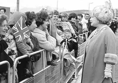 Royal Visit to Base
The late Queen Mother talks to naval wives and children during a visit to the Clyde Submarine Base at Faslane in May 1968.
