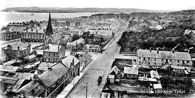 1903 Helensburgh West
Looking west from the tower of the United Free Church â€” now St Columba Church â€” along West King Street. Image circa 1903.
