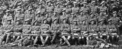 Local Argylls
Members of the local Battalion of the Argyll and Sutherland Highlanders Territorials pictured during the First World War. This slightly damaged image was kindly supplied by Doris Gentles, whose father, Harry Smith, is in the picture fifth from the right in the second row. He was one of four brothers serving in the trenches, and two of them were severely wounded.
