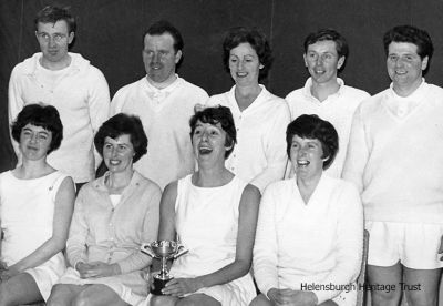 Champions all
Helensburgh and district badminton champions c.1970. Back row from left: Donald Grant, Robert Burns, Isobel Campbell, Ronnie Trail, Robert Watt; front: Freda Araqm, Morag Carlaw, Jean Masters, May MacKinnon. Image supplied by Anne Thorn.
