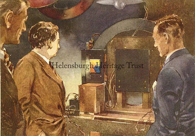 Colour television
On July 3 1928, John Logie Baird achieved colour television for the first time. The camera and receiver were modified versions of the mechanically scanned system first demonstrated by Baird in January 1926. Two months later he demonstrated his new discovery to a scientific audience in Glasgow at the annual meeting of the British Association for the Advancement of Science. The picture is an artistic reconstruction done in 1949 of the July demonstration at his companyâ€™s laboratory in London. 
