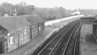 Cardross Station
Cardross Station prior to electrification. The building is the only local remnant of the original Glasgow, Dumbarton and Helensburgh Railway which opened for traffic in 1858. Image date unknown.
