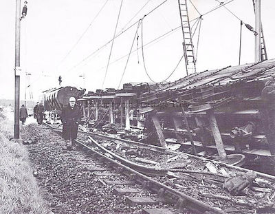 Cardross derailment
The goods train known locally as the â€˜Ghost Trainâ€™ was derailed on October 18 1966 between the Ardmore East signal box and Cardross Station. It was on its way to Fort William.
