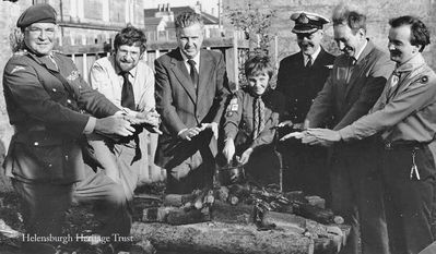 1st Craigendoran Scout Hall opening
VIP guests at the official opening of the 1st Craigendoran Scouts Hall beside the Clyde Centre in October 1981. On the left is Brigadier Alastair Pearson, Lord Lieutenant of Dunbartonshire, and third left is Councillor Billy Petrie. Image supplied by Geoff Riddington.
