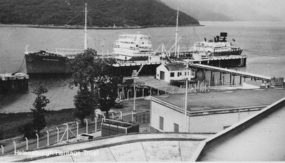 BP Finnart
A tanker unloads oil at the BP Ocean Terminal at Finnart, Loch Long. Image circa 1954, from the collection of Stella Trainor, Ontario, Canada.
