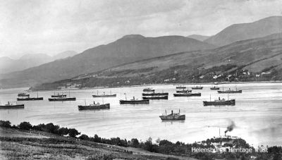 Laid up shipping
Merchant shipping laid up in the Gareloch off Clynder during the 1930s.

