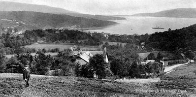 Gareloch from Whistlefield
A farmer poses in his field on the Whistlefield Hill, above Garelochhead. Image circa 1903.
