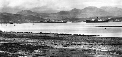 Laid-up ships
Merchant shipping laid-up in the Gareloch, seen from Rosneath. Image circa 1950.
