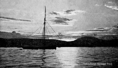 Gareloch sunset
An atmospheric image of a yacht moored in the Gareloch near Rhu at sunset, circa 1951.
