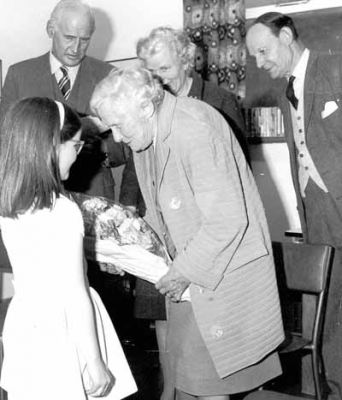 New Clubhouse
Mrs Winifred Wedgwood receives a bouquet after officially opening Helensburgh Lawn Tennis Club's new clubhouse on May 2 1969. Also in the picture are Will Steuart-Corry, Mrs Hope Wedgwood, and Amery Wedgwood.
