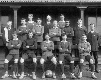 Helensburgh FC 1907
The Helensburgh team and management in 1907. In the middle row third from right is Abraham Reece. Image supplied by Sue Taylor.
