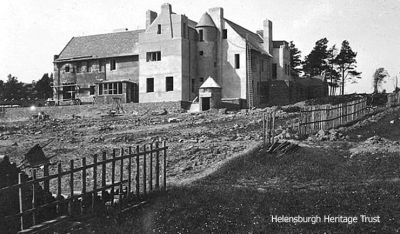 Hill House 1903
A 1903 image of The Hill House, the Upper Colquhoun Street mansion designed by architect Charles Rennie Mackintosh for publisher Walter W.Blackie, under construction. It was completed the following year. Â© Royal Commission on the Ancient and Historical Monuments of Scotland.
