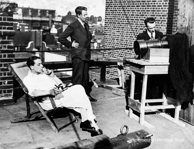 Baird and Buchanan
John Logie Baird pictured filming his lifelong friend and patron Jack Buchanan, the Helensburgh-born stage and film star, on the roof of the Long Acre Studios in London on July 2 1928. The technician was Thomas Collier.
