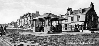 Seafront shelter
The John Street shelter on the West Esplanade, circa 1912. It was one of several seafront shelters which fell into disrepair and were demolished towards the end of the century.
