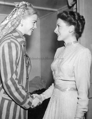 Deborah and Ginger
Helensburgh film star Deborah Kerr, on her first visit to Hollywood to make the 1947 film 'The Hucksters' with Clark Gable, met Ginger Rogers â€” a great admirer of her acting skill â€” one day when she visited the set to say hello. According to Metro-Goldwin-Mayer, Deborah insisted on having tea on the set every afternoon at four. Usually she entertained a visitor or invited members of the cast and crew to join her in her dressing room.
