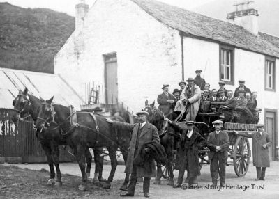 Motorman's outing
Motormen â€” engine drivers â€” on an outing pictured outside Inverbeg Hotel. Image, date unknown, supplied by Malcolm LeMay.
