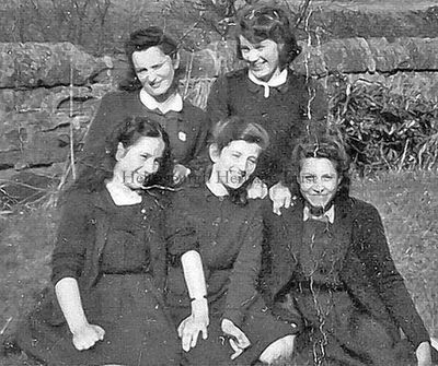 Local Notre Dame pupils
Five girls from the Helensburgh area, aged 14 or 15, who attended the then Notre Dame High School in Dumbarton around 1950. They are the late Betty Mundie with Margaret Huxtable at the back, and in front Gwen King, who supplied the image, Helen Healey and Irene Cullinan, all from Helensburgh except Margaret who lived in Arrochar.  
