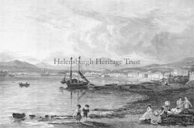 Helensburgh 1830
This antique steel plate engraving on fine paper measures 6 x 9 inches and shows children playing on the burgh shore to the east of the Baths (later Queen's) Hotel. It was drawn by John Fleming, engraved by Joseph Swan and published by Joseph Swan in 1830 for â€˜Select Views on the River Clydeâ€™ by John M.Leighton.
