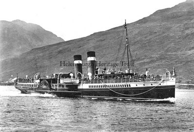 PS Jeanie Deans
The popular paddle steamer Jeanie Deans, circa 1933. She was built by Fairfield at Govan and launched in 1931, then extensively refitted after war service. She remained a passenger favourite on cruises from Craigendoran until the end of the 1964 season. The next year she went to the Thames and was renamed 'Queen of the South'. She was broken up in Antwerp, Belgium, in 1967.
