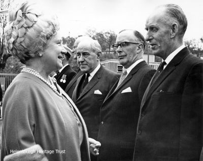 Civic heads
The Queen Mother talks to Cove and Kilcreggan Provost James M.Roy at the Clyde Submarine Base at Faslane in May 1968. On his right are Helensburgh Provost J.McLeod Williamson and Helensburgh District Council chairman Max Wilkinson. Photo by Hector Cameron.
