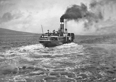 Redgauntlet
The Clyde paddle steamer Redgauntlet saw service as a World War One minesweeper. Built by Barclay Curle in 1895 for the North British Railway, she served on the Craigendoran to Rothesay route. In August 1899 she ran on to rocks off Arran in a gale and was badly holed, but the captain ran her up the beach so that crew and passengers could be rescued. After repairs, she was moved to the Forth in 1909 and then sold to the Galloway Steam Packet Company. Later she went to Algeria and was broken up about 1934.
