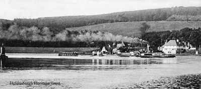 Rosneath from Rhu
A view from Rhu Point looking towards Rosneath Pier and the Lutyens-designed Ferry House, with a steamer travelling into the Gareloch. The pier was closed in 1942. Image circa 1911.
