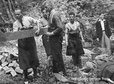 Scouts at work
Members of the local scouting Rovers building a cabin in the woods at Luss in the early 1950s. More information would be welcomed. Image supplied by Gordon Fraser.
