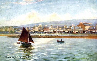 Seafront view
A Tuck & Sons Oilette postcard of Helensburgh seafront, circa 1907. It was painted by Henry Wimbush, who was most active in painting between 1881 and 1908 when he lived at various addresses in London. Like many of his contemporaries in the Tuck's postcards stable, he toured Britain for inspiration and his coverage was far more comprehensive than many of the other Tuck illustrators â€” including a number of Clyde scenes. His watercolours were published by Tuck between 1904 and 1908, the majority in the Oilette series.
