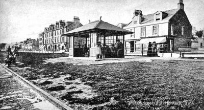 Seafront shelter
The William Street shelter on the West Esplanade, Helensburgh, published by M.C.Robertson, West Clyde Street. It was one of several seafront shelters which fell into disrepair and were demolished towards the end of the century. Image circa 1910.

