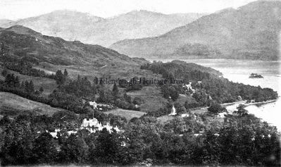 Tarbet
A view of Tarbet on Loch Lomondside, circa 1903. The large building is the Tarbet Hotel.

