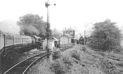 Train at Glen Douglas
A steam train on the West Highland Line, opened in 1894, enters Glen Douglas Station. Image date unknown.
