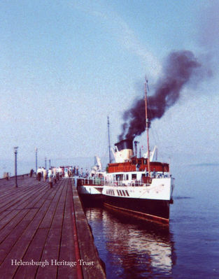Waverley at Craigendoran
Built by A. & J.Inglis at Pointhouse, Glasgow in 1946, the 693-ton Waverley entered service in 1947 and is the world's last sea-going paddler. She replaced the previous Waverley, built in 1899 and sunk at Dunkirk in 1940, andcruised to all parts of the Clyde Estuary until withdrawn after the 1973 season by Caledonian-MacBrayne. Next year she was sold to the Paddle Steamer Preservation Society and re-entered service in 1975 with support from local authorities. She is pictured at Craigendoran pier in 1972.
