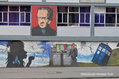 Whole Wonder Wall
A tribute to John Logie Baird on the wall of the University of Strathclyde Graham Hills Building in George Street, Glasgow â€” one of a number of massive official murals. Appropriately, on the right is Dr Who's Tardis. Image supplied by Des Gorra.
