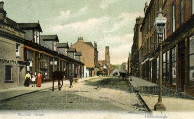 Sinclair Street looking north
This old card, looking up Sinclair Street from Clyde Street, is post-dated 1905. The nearest lamp post on the east side is inscribed Clyde St E.
Keywords: Sinclair street