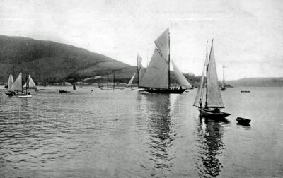 Yachts on the Clyde
Yachts sailing at Hunters Quay, Dunoon, sometime in the early 1900s. They are representative of the type of sailing yachts which would be seen in the Gareloch and the Clyde off Helensburgh.
Keywords: Yachts Clyde