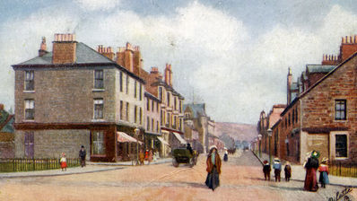 West Princes Street
This postcard is titled East Princess (two obvious mistakes!) Street looking east.  The building on the right is now the Royal Bank of Scotland, and the nearest shop on the left is now Anne Of Loudounville. The fences either side form part of Colquhoun Square. Image supplied by Jim Chestnut, date unknown.
