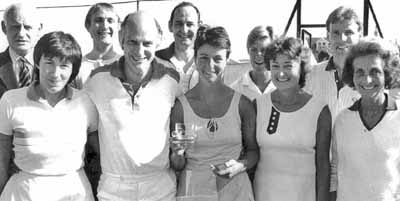 100 years of tennis
Helensburgh Lawn Tennis Club celebrated its centenary with a week of special events in June 1984. President Duncan Robson is seen with other centenary committee members. Front: Claire Harper, Duncan Robson, Gay Black, Bud MacBeth, Muriel Borland. Second row: Will Steuart-Corry, Nick White, Donald Fullarton, Jill Fulton, Harry Gould.
