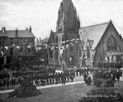 1911 Coronation
Civic dignitaries and representatives of local organisations paraded in Colquhoun Square, Helensburgh, to mark the Coronation of King George V on June 22 1911. This photograph was taken by the well known local photographers, W.D.Brown & Co.
