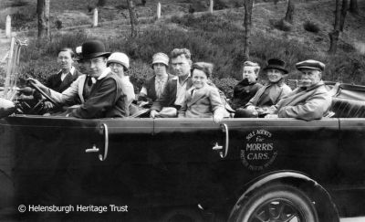 1928 Motorman's Outing
A Motorman's (Engine Drivers) Outing on July 6 1928. In the back seat of the charabanc is Provost John Sommerville, himself an engine driver on the West Highland Line. Image supplied by Malcolm LeMay.
