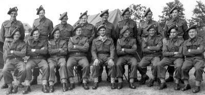 Antwerp Camp
Members of 162 Battery (Helensburgh), 54 Regiment Light Anti-aircraft, Royal Artillery, Territorial Army, in camp at Antwerp. Fourth from left at rear is Billy Gilmour, fourth from right at front Ivor McIvor. Image, date unknown, supplied by Ivor's son, Colin McIvor of Largs.
