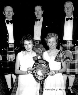 Festival winners
The winning Helensburgh mixed team in the Scottish country dancing competition at the 1984 Inverclyde Music Festival in Greenock Town Hall. Back: Ian Hume, Jack Gregor, George Rennie; front: Anne Thorn, Dinah Buchanan. Image supplied by Anne Thorn.


