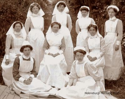 Nurse Annie Baird
Annie Baird, sister of John Logie Baird, can be seen top left in this group of young nurses pictured at Hythe, Kent, c.1911. Image supplied by her nephew, Professor Malcolm Baird.
