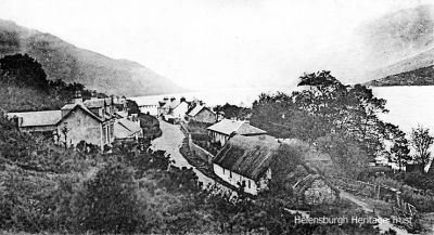 Arrochar
A 1904 image from an unusual angle of part of Arrochar, looking south to Loch Long.
