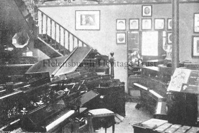 Battrums Music Shop
The Sinclair Street premises of W.Battrum, Pianoforte and Music Warehouse. On offer were pianofortes on hire at moderate rates, pianofortes and organs on the 'Hire Purchase System', and pianoforte tuning. They also carried a large stock of the newest and most popular music, and sold gramophones, phonographs and records. Image circa 1910.
