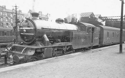 Train now leaving
British Railways engine 67619, a Class V1 Gresley design introduced from 1930, weighing 84 tons. Image supplied by Helensburgh man Bobby Brodie who can just be seen in the cab, circa 1955.
