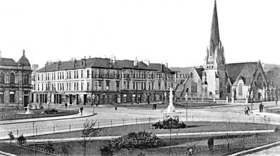 Colquhoun Square
An image of Colquhoun Square circa 1905, when the centenary monument was in the middle of the square and stone fountains stood in the north east and south west quadrants.
