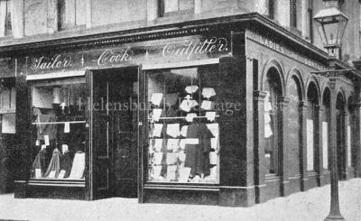 W.Cook, Tailor
The 44 West Princes Street premises of W.Cook, Ladies' and Gentlemen's Tailor. He offered riding breeches, liveries, uniforms, Highland costumes, and always had on hand a large and well-selected stock of tweeds, worsteds, serges, Harris and homespun materials.
