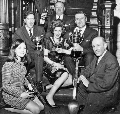 Cove anglers
Cove and Kilcreggan Angling Club prizewinners at the annual dinner and prizegiving in Kilcreggan Hotel in March 1968. They are Burgh Treasurer William Cowan, his wife Joyce, Tom Taggart, secretary Harry Robertson, Rosemary Davidson and Alastair MacLean.
